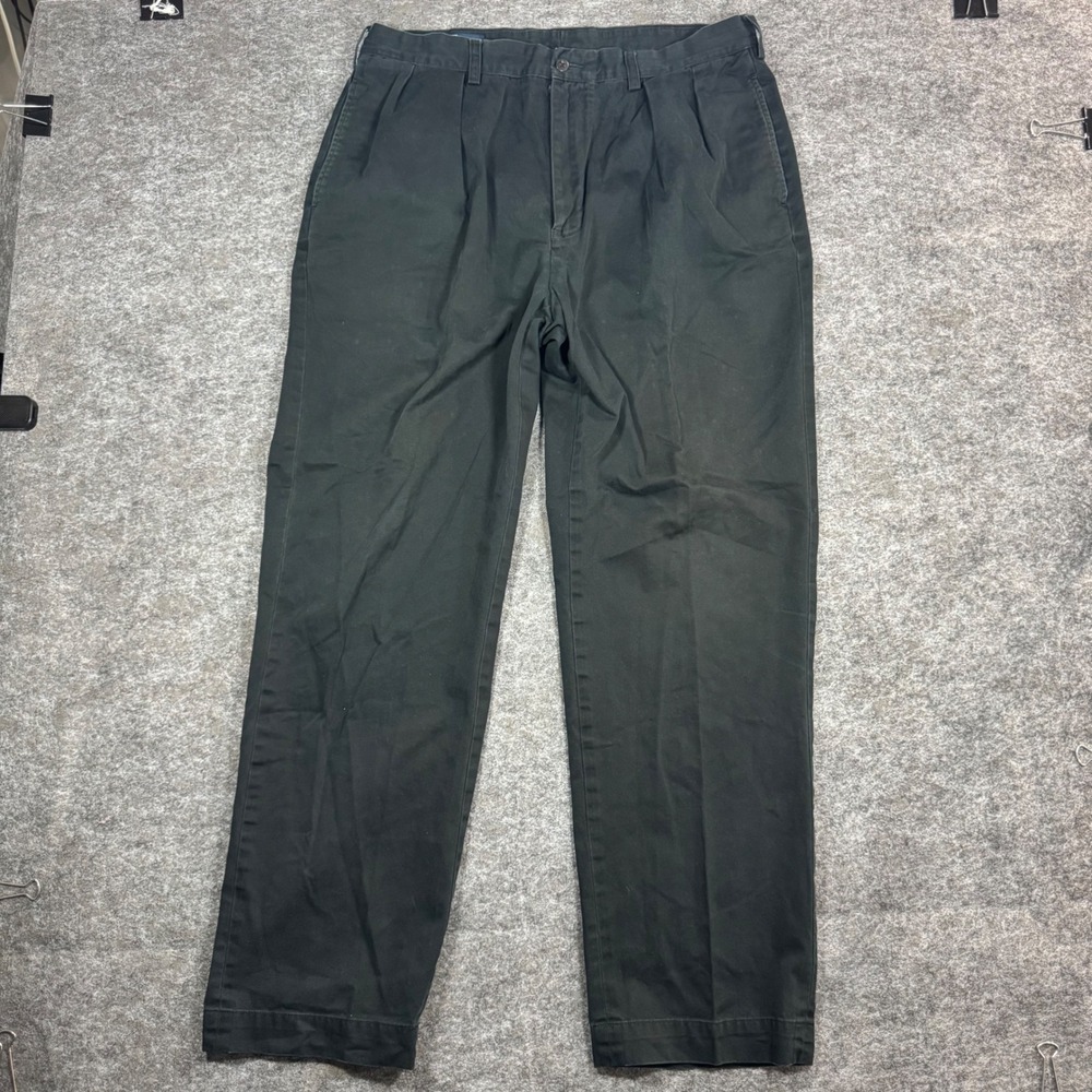 VTG Polo Ralph Lauren Andrew Pant Mens 36x32 (Fits 35x31) Black Double Pleated